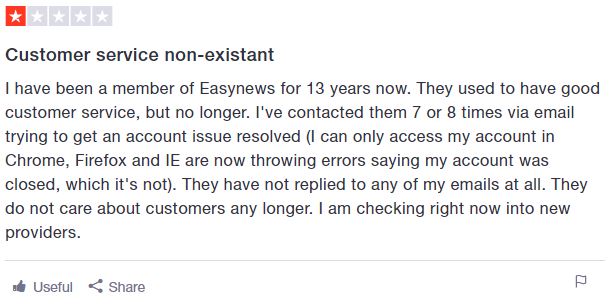 Is Easynews customer support good?