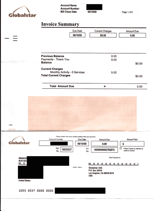 Yet another bogus invoice from Globalstar, scum of the earth