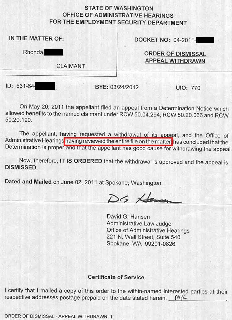 Unemployment Benefits Appeal Withdrawn by Emerald City Pizza Hut, Seattle