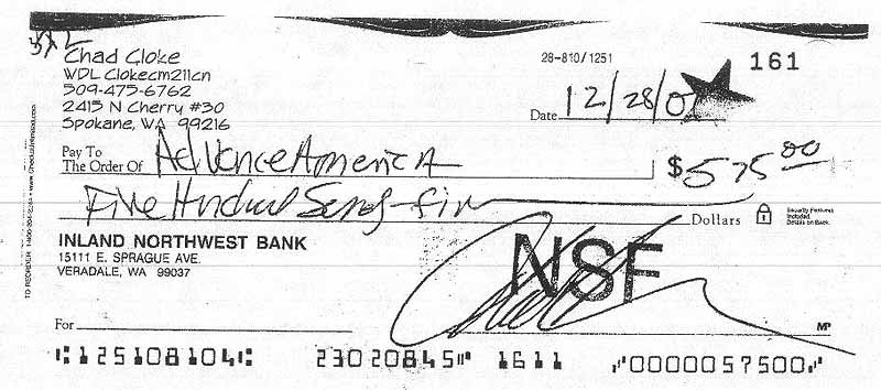 Chad Cloke, Bad Checks (NSF) (Fraud)